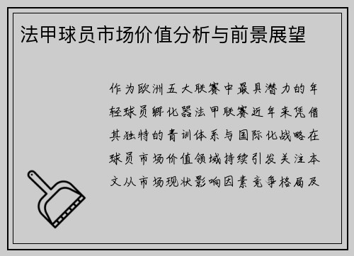 法甲球员市场价值分析与前景展望