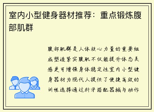 室内小型健身器材推荐：重点锻炼腹部肌群